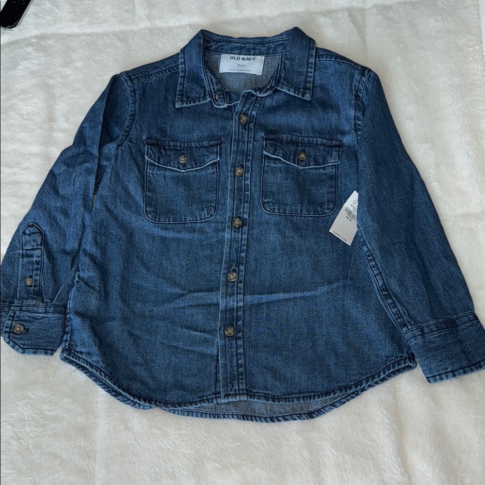 Old Navy Blue Denim Button-Up Shirt